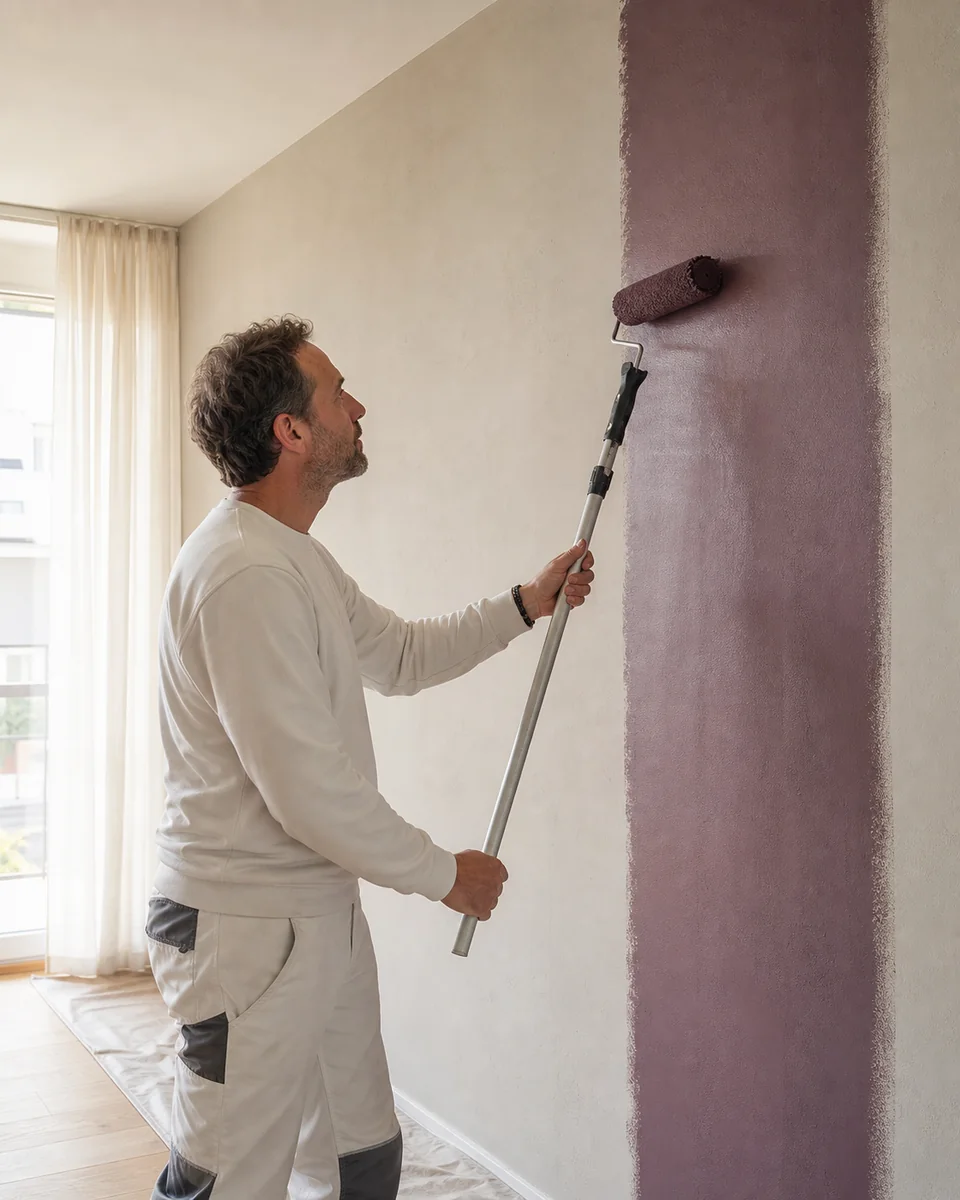 Painter applying an even finish with a roller
